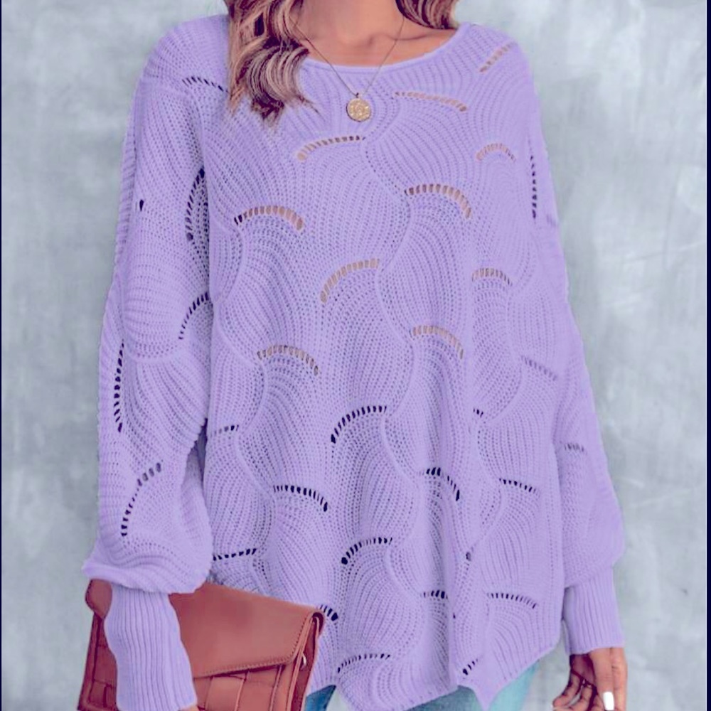Lavender Cable Knit Oversized Sweater EUC